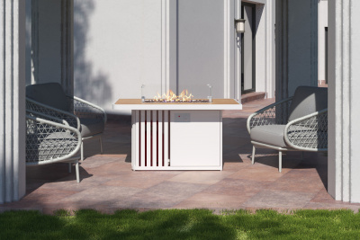 Газовый камин KAMINEX Газовый камин-стол Мерапи белый уличный — выбрать подходящую модель для заказа