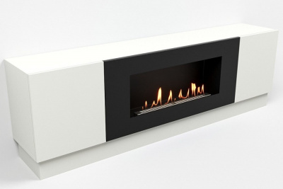  LUX FIRE Тумба универсальная "Байкал" 1600, белая, с биокамином 900