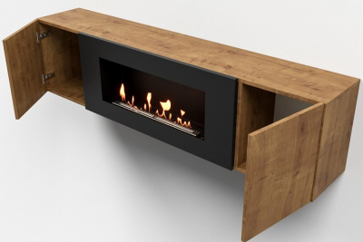  LUX FIRE Тумба универсальная "Байкал" 1600, дуб вотан, с биокамином 900