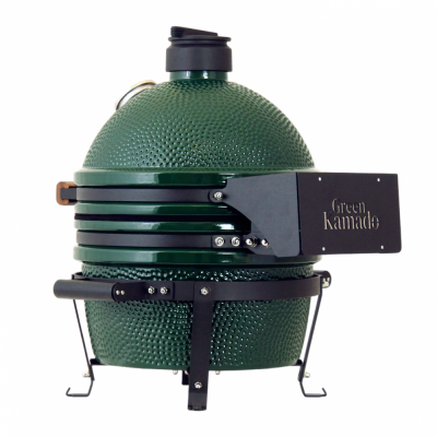 Керамический гриль Green Kamado II S (Диаметр решетки 34 см), высокая портативная подставка, боковые столики