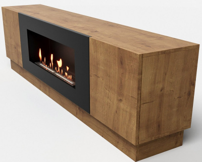  LUX FIRE Тумба универсальная "Байкал" 1600, дуб вотан, с биокамином 900