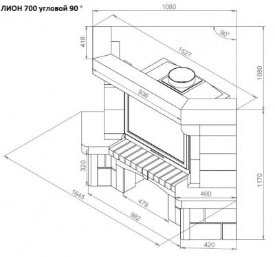 Каминная облицовка ЕВРОПЕЙСКИЕ КАМИНЫ Лион пристенный/угловой (45°/90°); 700/800