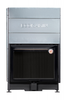 Каминная топка Экокамин Вега 1000М принтинг с подовым горением и черным шамотом