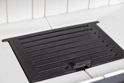 Каминная топка Экокамин Альфа 700 два стекла левая черный шамот