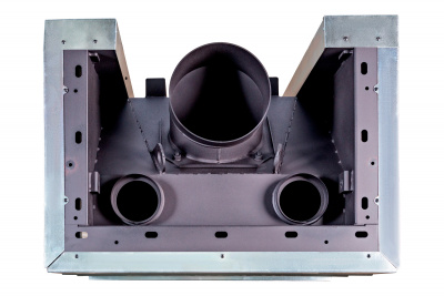 Каминная топка Экокамин Дельта 800PВ три стекла принтинг подовое горение черный шамот