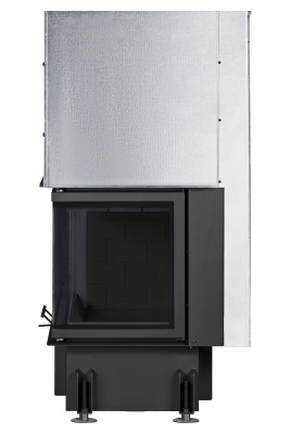 Каминная топка Экокамин ДЕЛЬТА 800RРВ  два стекла правая принтинг подовое горение черный шамот