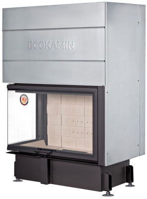 Каминная топка Экокамин ДЕЛЬТА 1000LР  два стекла левая принтинг подовое горение