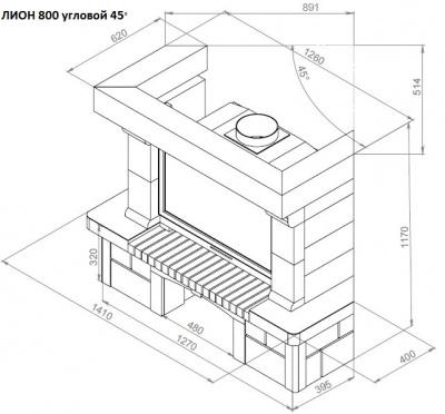 Каминная облицовка ЕВРОПЕЙСКИЕ КАМИНЫ Лион пристенный/угловой (45°/90°); 700/800